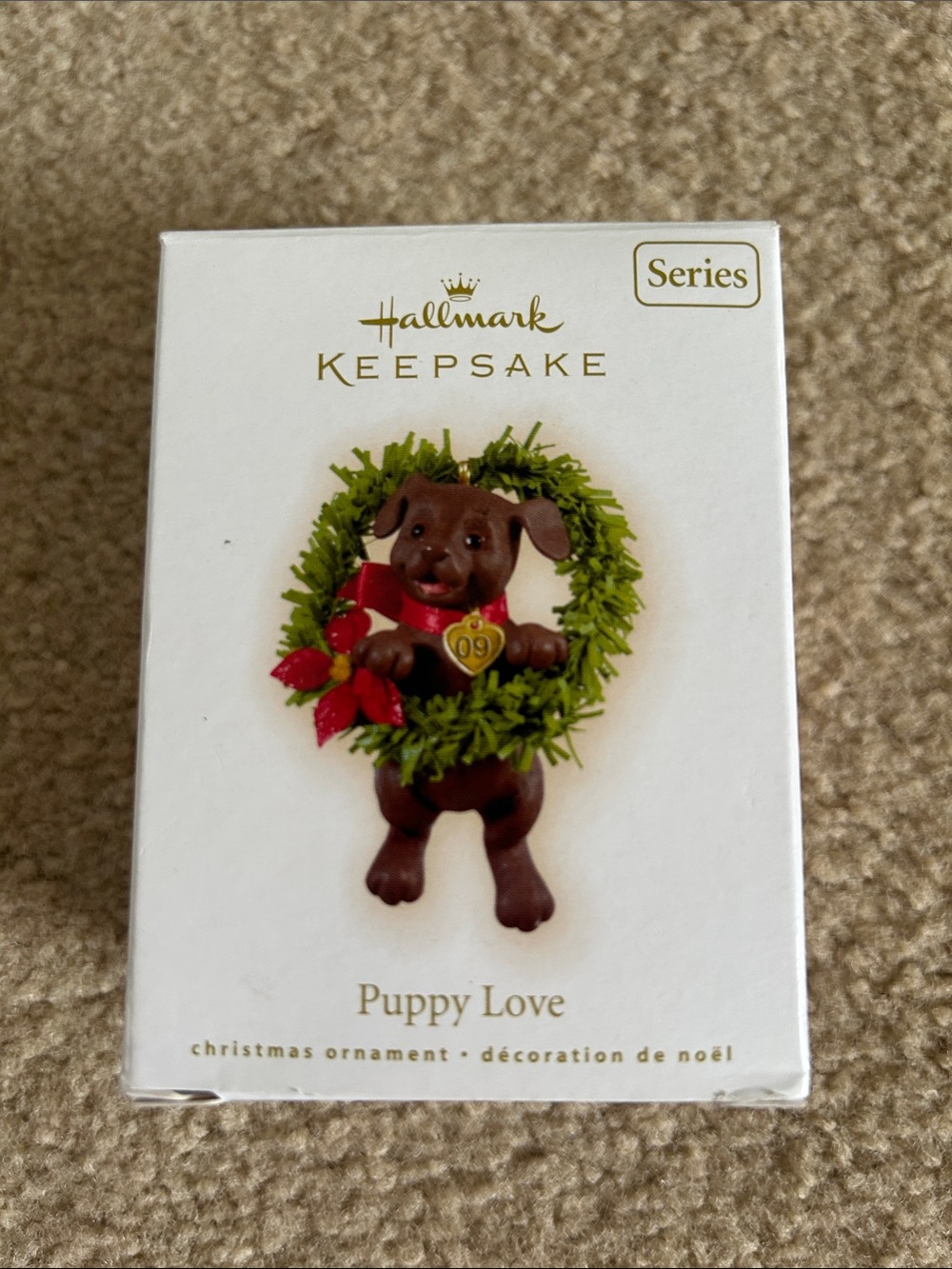 Hallmark Puppy Love Brown & Green Resin Dog Ornament